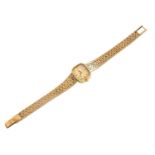 A Lady's 9 Carat Gold Zenith Wristwatch, manual wound lever movement, 9 carat gold integral bracelet