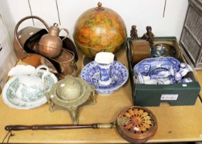 A Group of Miscellaneous Items, including a drinks globe, 19th century and later copper, an