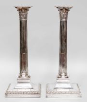 A Pair of Silver Plate Table-Candlesticks, Retailed by Goldsmiths and Silversmiths Co. Ltd., Dated