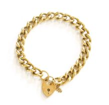 A 9 Carat Gold Trace Link Chain, with a heart-shaped padlock clasp, length 19.5cm Gross weight 40.