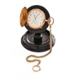 A 14 Carat Gold Full Hunter Pocket Watch, and a Curb Link Watch Chain, one chain link stamped 585,