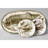 A 19th Century Wedgwood Lustreware Fish Platter; together with a matching pair of fish plates