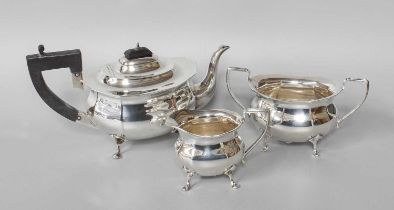 A Three Piece George V Silver Tea Service, by Williams (Birmingham) Ltd., Birmingham, 1920, each