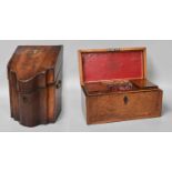 A George III Mahogany Serpentine-Shape Knife Box, with fitted interior; together with a George III