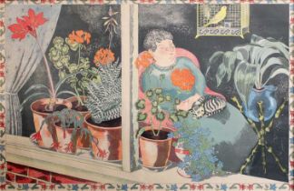 John Northcote Nash CBE, RA (1893-1977) "Window Plants" Colour lithograph, printed at The Baynard