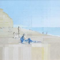British School (Contemporary) Harold Pinter & Antonia Fraser on the Beach Gouache, together with a