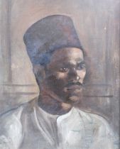 British School (20th Century) Portrait of an Eastern or North African Gentleman Inscribed and