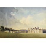 Colin Britton (b. 1947) "Middleham Castle, North Yorkshire" Signed, watercolour, 34cm by 50cm,
