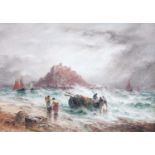 Sarah Louise Kilpack (c.1840-1909) "St. Michael's Mount, Cornwall" Signed, oil on board, 23cm by