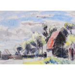 Robert G. D. Alexander (1875 - 1945) "Barn and Trees" Signed, watercolour and pencil, 25.5cm by