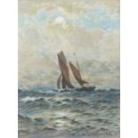 William Thomas Nichol Boyce (1857-1911) Sailboat by moonlight Signed and dated 1910, watercolour,
