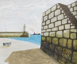 Gerald Parkinson (b.1926) "Passing Ship, St. Ives" Signed and dated 19(59), inscribed verso, oil