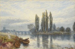 Myles Birket Foster RWS (1825-1899) "Henley on Thames, Near Oxford" Monogrammed, watercolour, 14.5cm