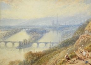 Myles Birket Foster RWS (1825-1899) "Looking down the Seine towards Rouen" Monogrammed,