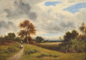 Thomas Spinks (1847-1927) “Cloudy Autumn” Signed, oil on canvas, together with a companion, 24cm