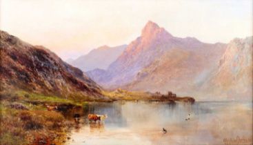 Alfred de Breanski Snr. (1852-1928) "Llanberis, North Wales" Signed, oil on canvas, 34cm by 59.5cm