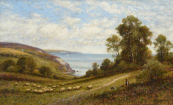 Alfred Augustus Glendening Snr. (1840-1921) Haymaking at Luccombe, Isle of Wight Signed, oil on