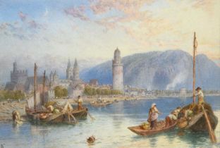 Myles Birket Foster RWS (1825-1899) "Anderlacht on the Rhine" Monogrammed, watercolour, 15cm by 22cm