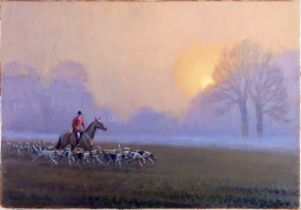 Neil Cawthorne (1936-2022) "By Dawns Early Light (Cubbing Morning)" Signed, oil on canvas, 35cm by