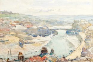 Frederic Stuart Richardson RSW, ROI, RI (1855-1954) Whitby View Signed, charcoal and watercolour,