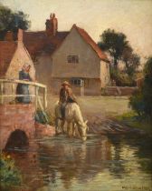 William Kay Blacklock ARCA (1872-1922) "A Berkshire Village" Signed, oil on canvasboard, 26.5cm by