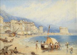 Myles Birket Foster RWS (1825-1899) "Menton" Monogrammed, watercolour heightened with white, 10cm by