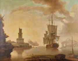 Follower of Willem Van de Velde (1633-1707) Dutch Seascape with masted ships Oil on canvas, 69cm