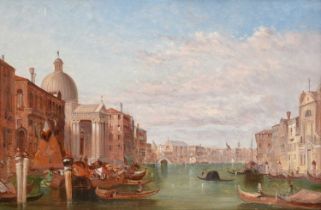 Alfred Pollentine (1836-1890) Gondolas on a Venetian canal Signed, oil on canvas, 39cm by 59cm