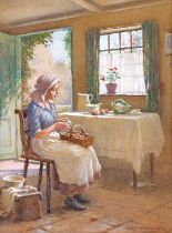 William Kay Blacklock ARCA (1872-1922) "In a Kentish Cottage" Signed, watercolour heightened with