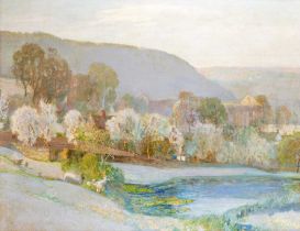 Joseph Walter West (1860-1933) "Thus Spring came stealing up expectant valleys, early morning