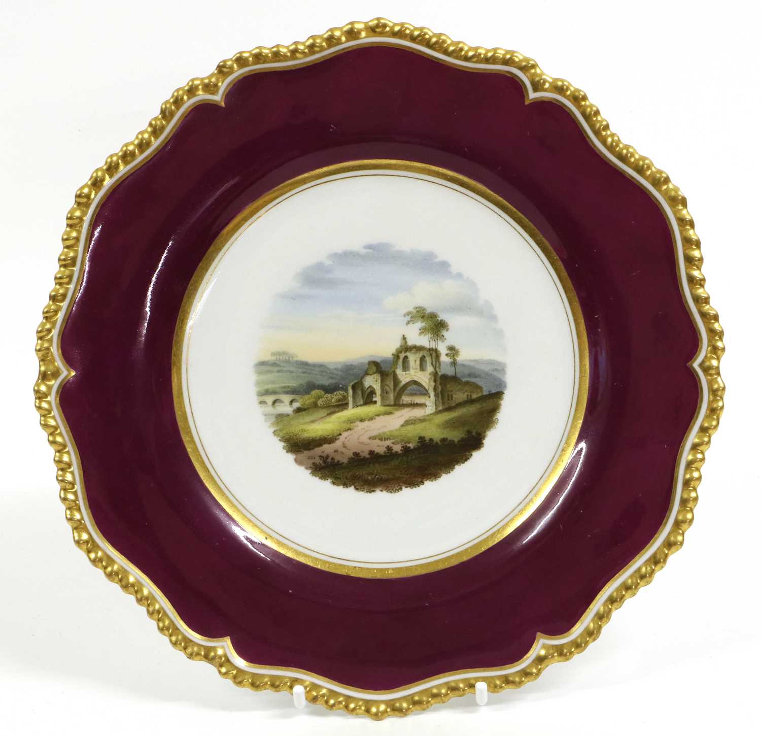 A Flight, Barr & Barr Worcester Porcelain Plate, circa 1820, painted with a tilted view "Malvern - Image 4 of 6