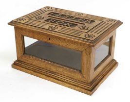 A Victorian Oak Country House Letter Box, the hinged rectangular top inscribed LETTER BOX about