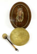 A Victorian Copper and Brass Dinner Gong, by William Tonks & Son, modelled as the head of a horse,