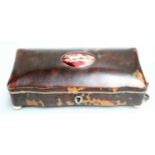 A Tortoiseshell and Bone Dressing Table Box, early 20th century, of shaped rectangular form, the