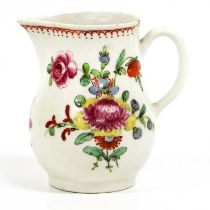 A Bow Porcelain Sparrowbeak Cream Jug, circa 1760, painted in coloured enamels with a bouquet and