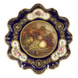 An Aynsley Porcelain Tray, late 19th century, by J Rouse, of lobed form, painted with a still life