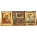 A Russian Icon, depicting the Vision of St Andrew 33cm by 28cm A Similar Icon, depicting the Madonna