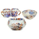 Two Masons Ironstone China Porter Mugs, 19th century, with moulded handles and decorated in a