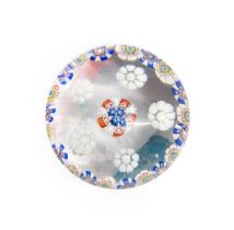 A St Louis Miniature Millefiori Paperweight, circa 1850, with a central blue, red and white florette