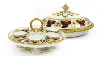 A Flight, Barr & Barr Worcester Porcelain Vegetable Tureen and Cover, circa 1820, of ovoid form