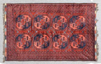 Ersari Carpet North Afghanistan, modern The chestut brown field of two columns of elephant foot guls