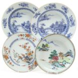 A Pair of Chinese Porcelain Dishes, Qianlong, painted in underglaze blue with typical landscapes