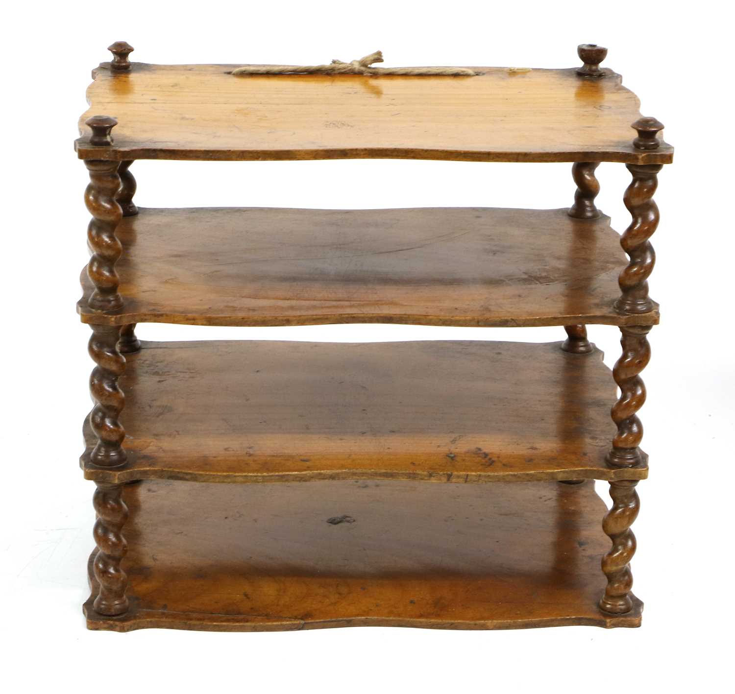 A Victorian Miniature Four-Tier Whatnot, of shaped rectangular form with barleytwist supports 22cm - Image 3 of 6