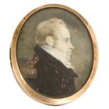 English School (early 19th century): A Miniature Portrait of a Military Gentleman, bust length in