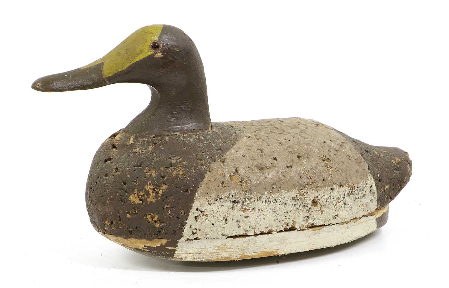 A Carved and Painted Decoy Duck, probably American, early 20th century, naturalistically carved - Image 2 of 4