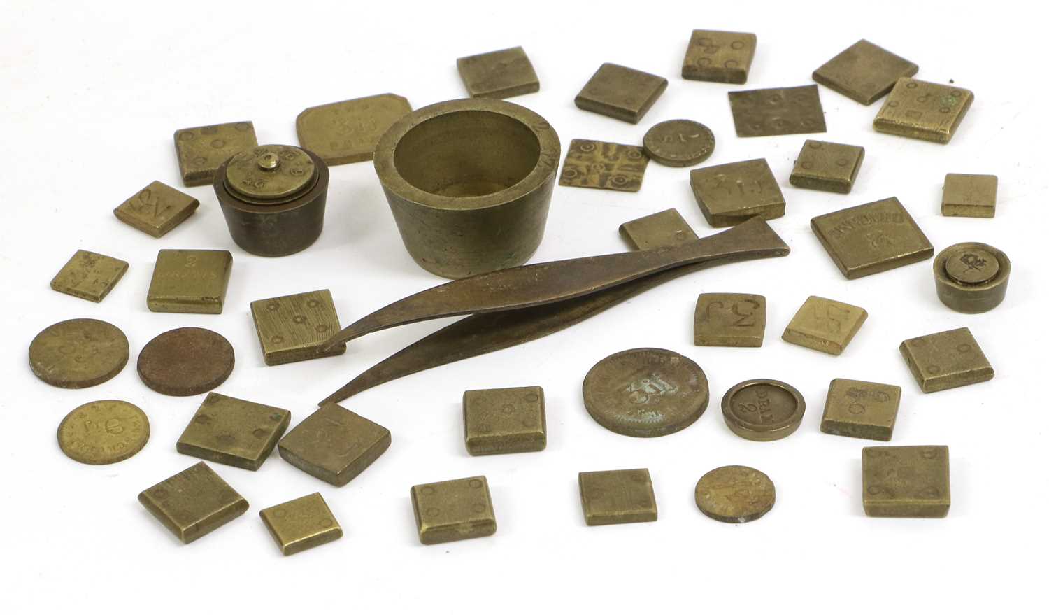 A Collection of Various Brass Apothocary and Other Weights, including British and Turkish examples - Image 3 of 8