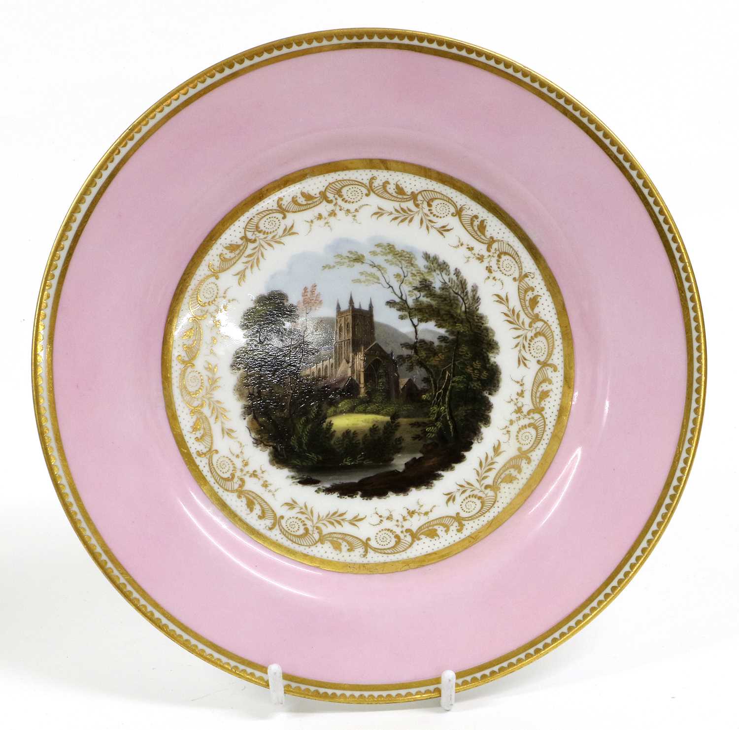 A Flight, Barr & Barr Worcester Porcelain Plate, circa 1820, painted with a tilted view "Malvern - Image 3 of 6