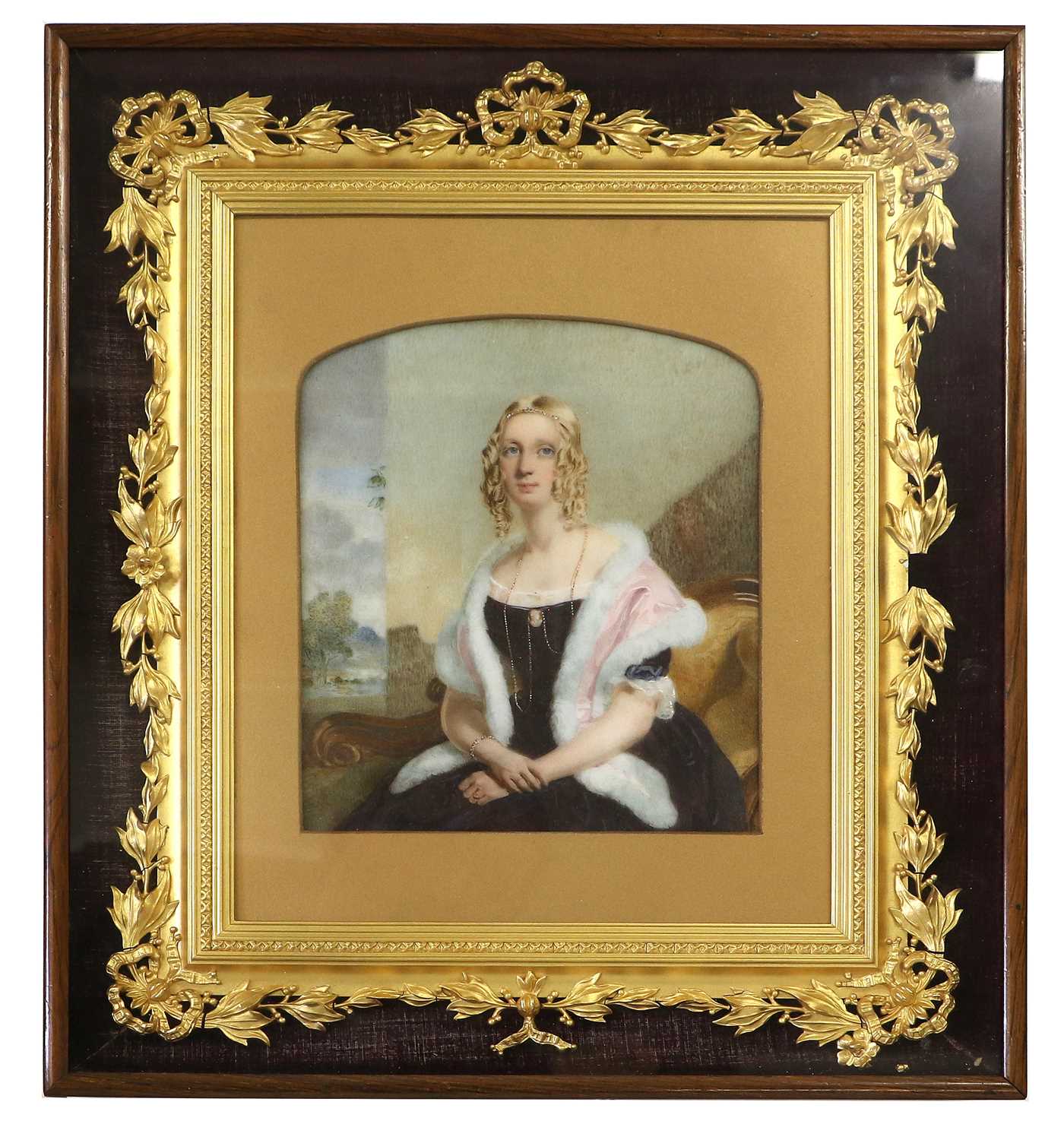 Thomas Heathfield Carrick (1802-1874): Miniature Portrait of a Young Lady, three-quarter length, - Image 6 of 11