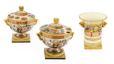 A Pair of Barr, Flight & Barr Worcester Porcelain Sauce Tureens and Covers, 1804-1813, of urn form