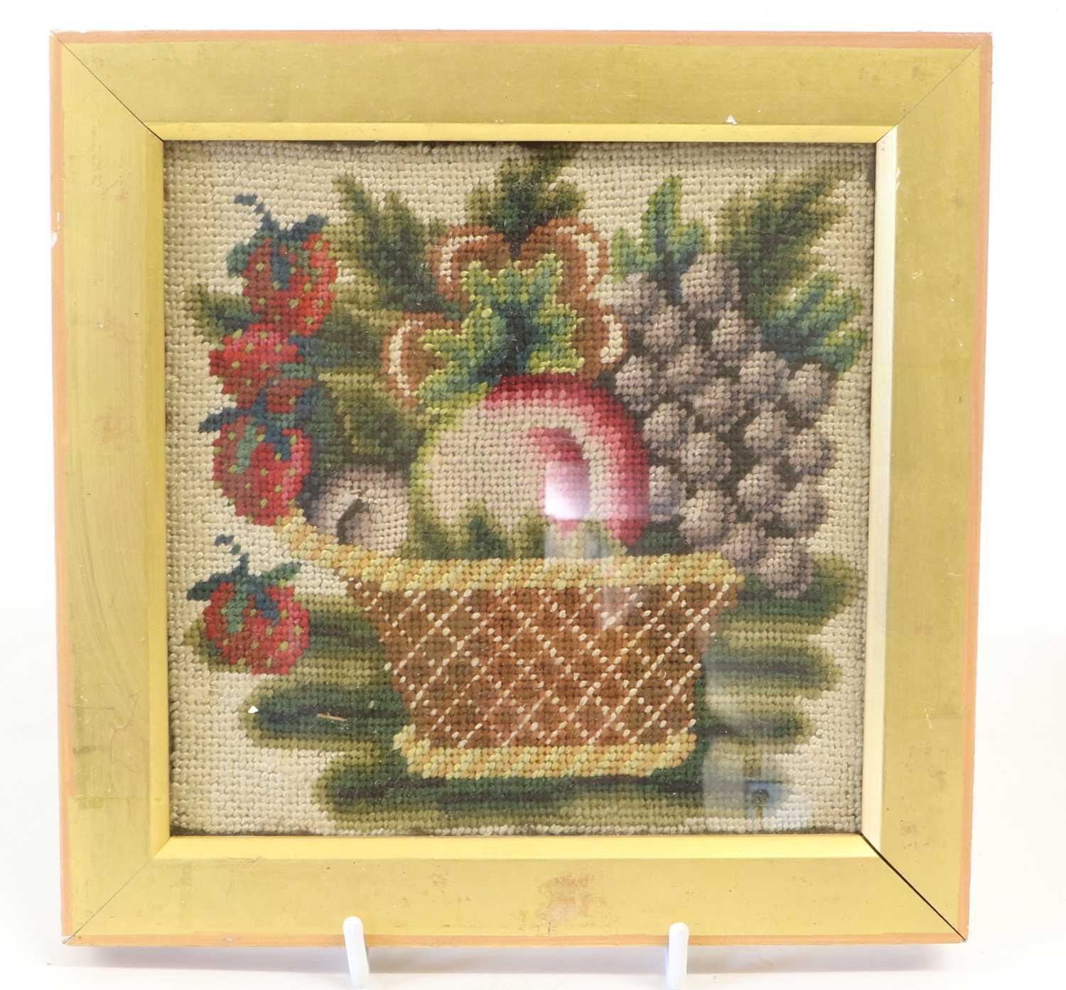 A Pair of Victorian Woolwork Pictures, depicting exotic birds amongst foliage 14cm by 16.5cm A - Image 7 of 7